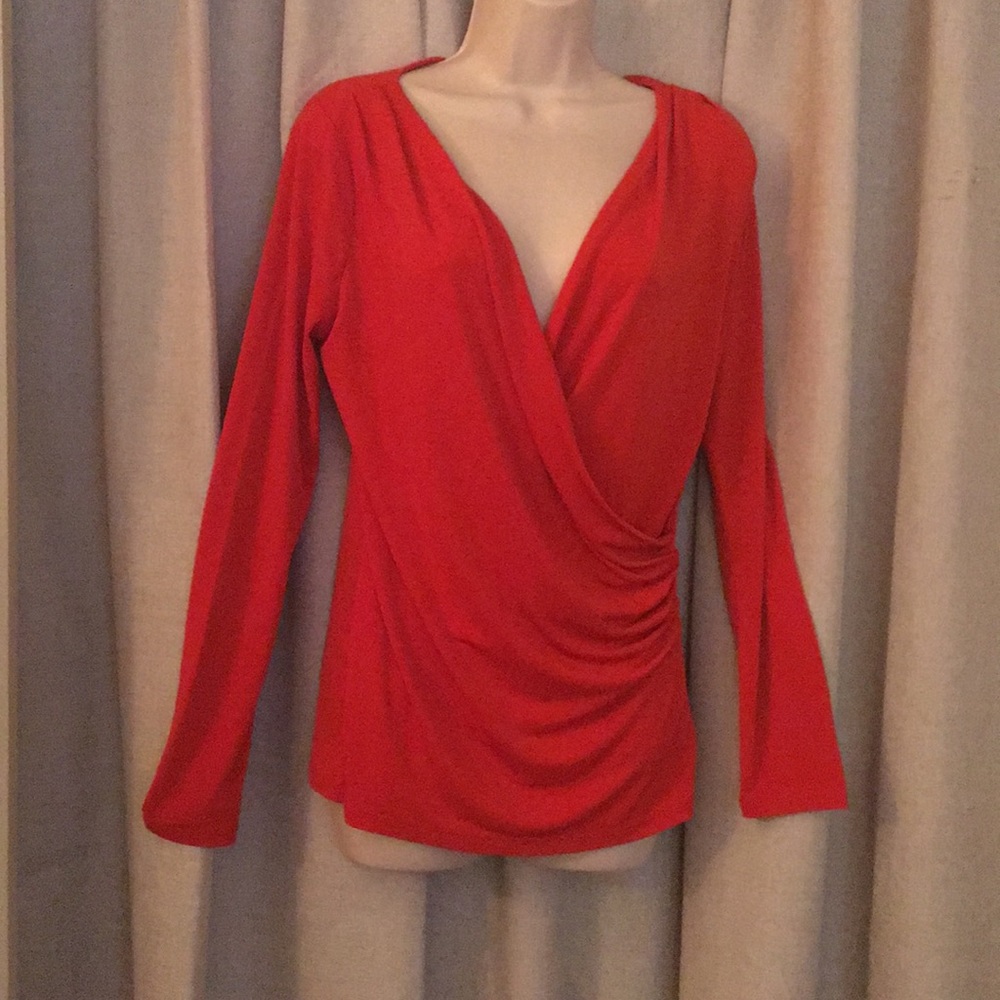 Draped cross over ruched blouse